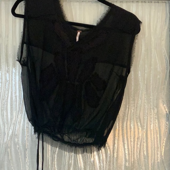 Free People black sheer top - Picture 1 of 4